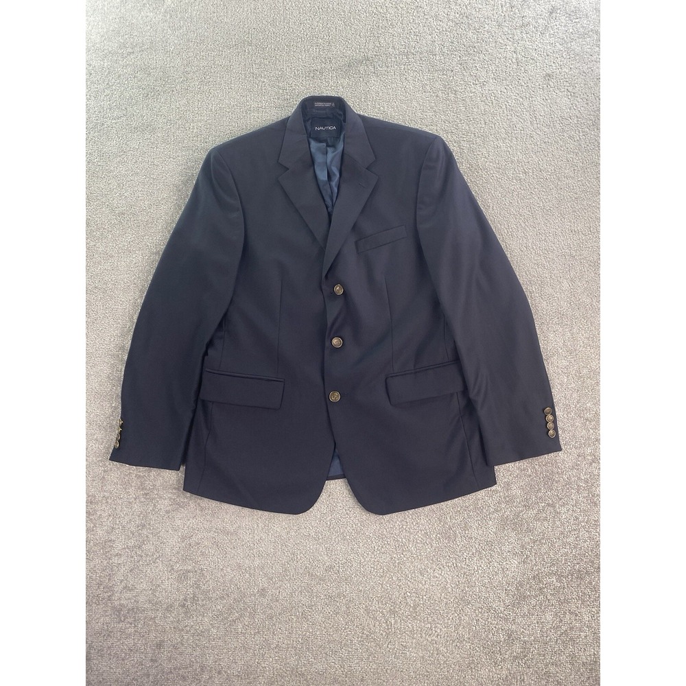 Brooks Brothers Suit Jacket 42 R Navy Wool Brass Button University Yachting Logo